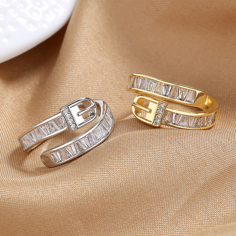 Open Ring Classification Adjustable Ring Size Fashion Geometric Copper Plating Zircon Open Ring