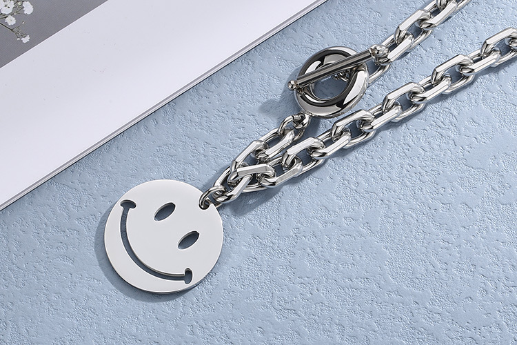 fashion creative smiley face titanium steel gold plated bracelet necklace