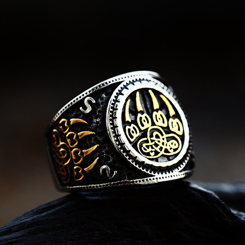beier Nordic retro Viking letter stainless steel ring wholesale European and American retro animal titanium steel ring