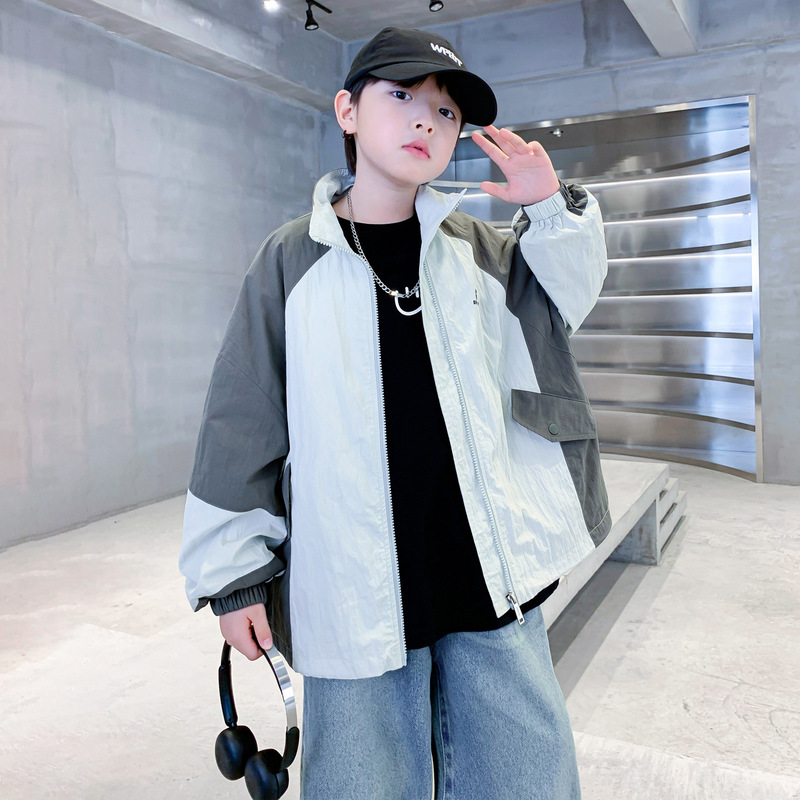 Boys' Spring and Autumn Korean Style Contrast Color Soft Shell Sports Jacket 2025 New Student Children's Wear Workwear Windproof Jacket