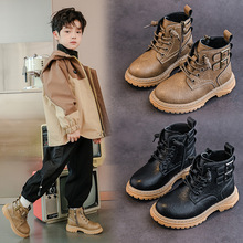 儿童马丁靴秋冬款2025新款加绒男童靴子英伦防滑软底男孩单靴批发