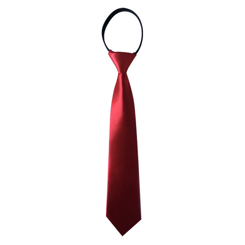 Children's tie, boy's school uniform, solid color accessories, Korean style easy-pull zipper, lazy performance tie for middle-aged and older students