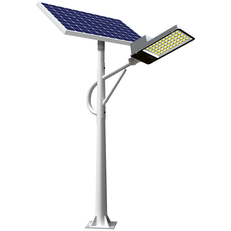 Nueva farola solar blanca con poste Juego completo de poste de luz de 5/6 m Iluminación led Iluminación doméstica al aire libre Iluminación de jardín
