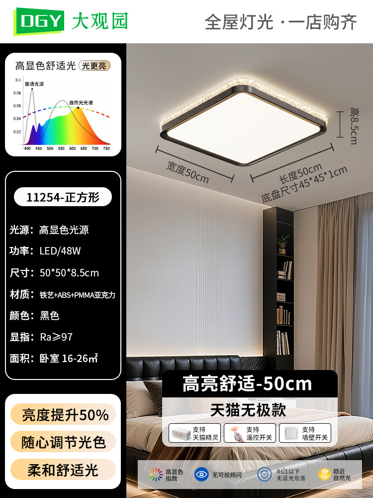 Cuadrado de 50 cm - dibujo Negro - 48w - TMall Infinity - all Light Spectrum