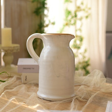 法式乡村复古白瓷陶瓷花瓶花壶花器手工艺术品装饰器皿花摆件