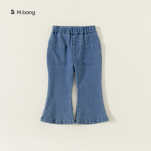 babycity children's Korean style girls' spring and autumn pants 2024 new style bell pants fashionable girls' jeans