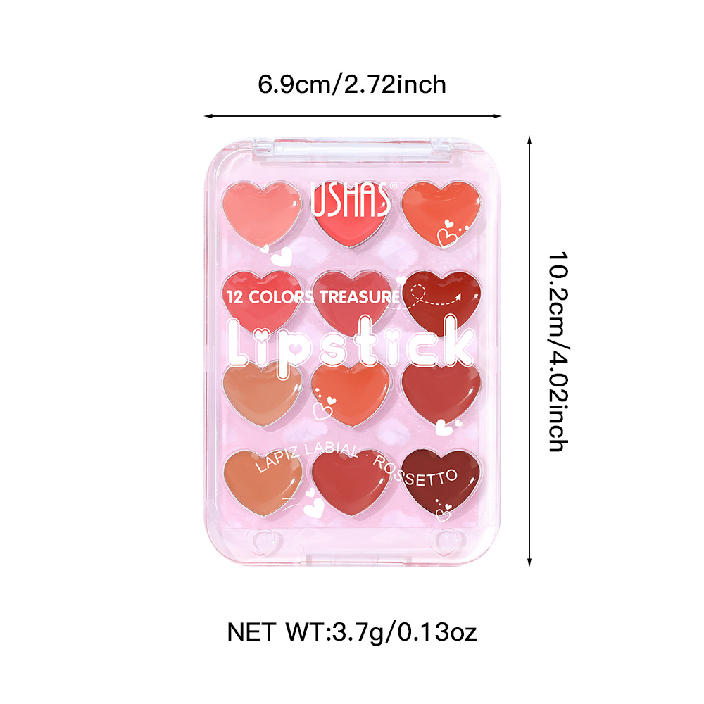 USHAS Amazon Disco de lápiz labial multicolor transfronterizo Maquillaje desnudo natural Lápiz labial Disco de brillo de labios UC095