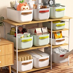 デスクトップ収納ボックス家庭用ゴミ収納ボックス化粧品整理ボックス寮収納ボックス多機能プラスチックボックス