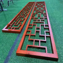 花格隔断屏风铝材玄关中式仿古木纹铝窗花装饰大堂格栅铝合金镂空