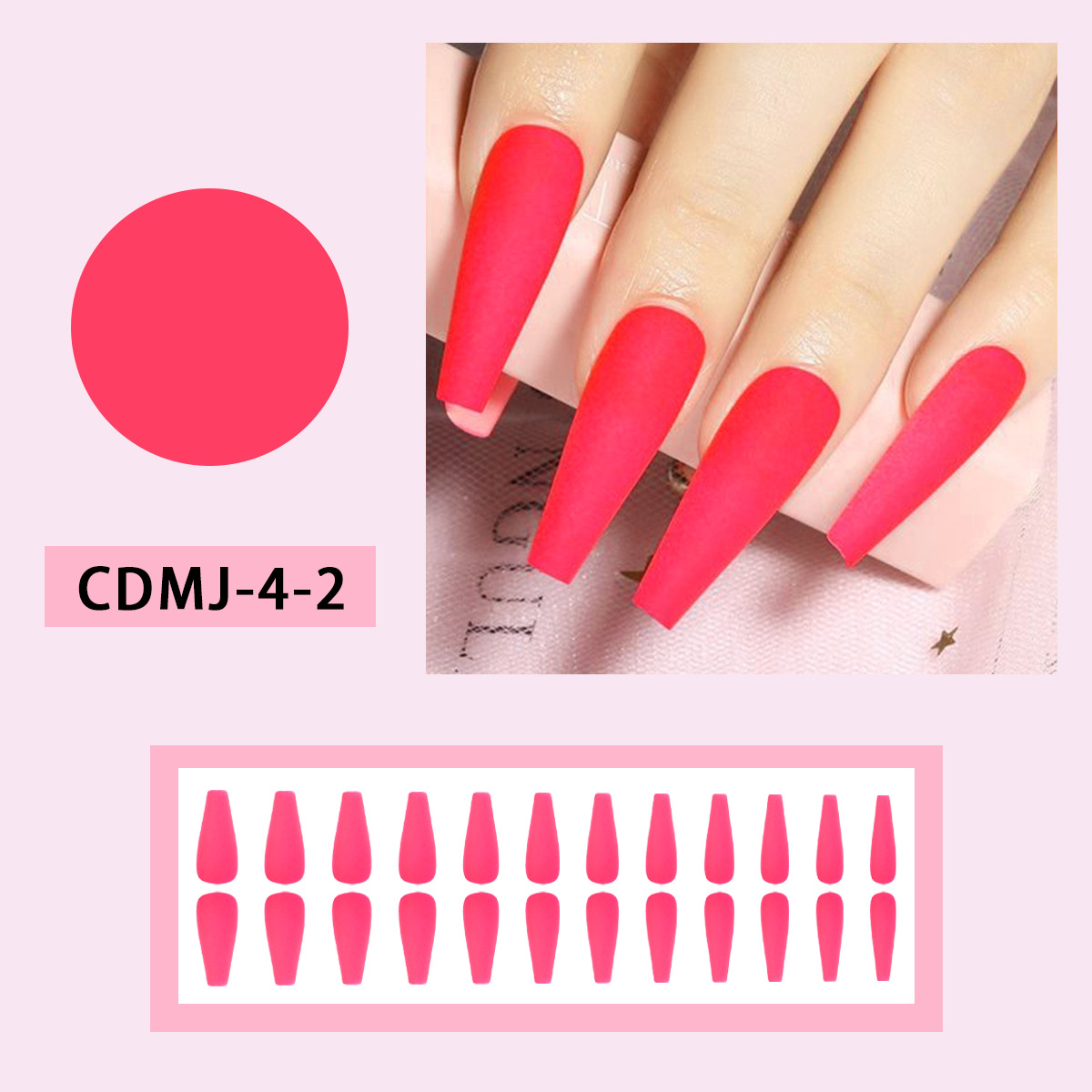 Nueva pieza de esmalte de uñas de desgaste de ballet largo luminoso transfronterizo terminado parche de uñas esmerilado pegamento jalea pieza de uñas falsas