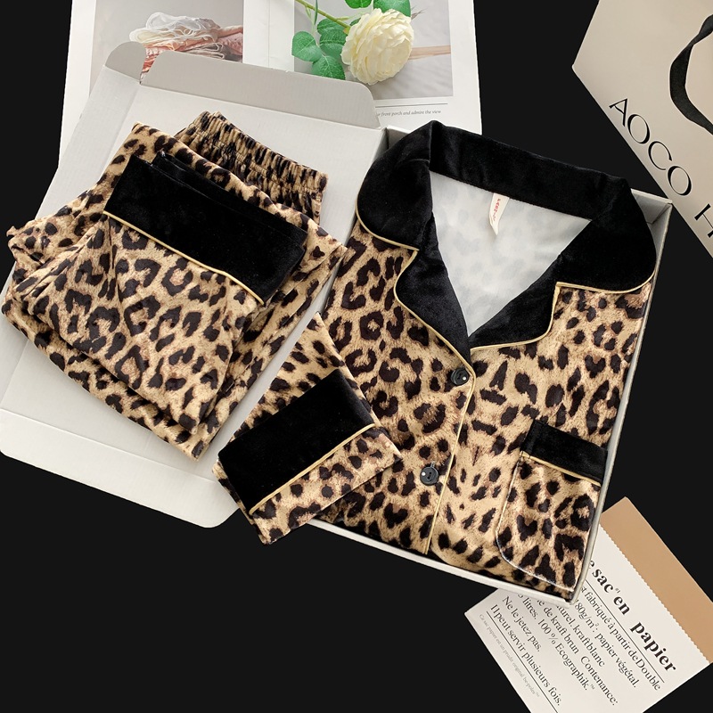 5041#블랙 골드 레오파드 프린트 - 여성용