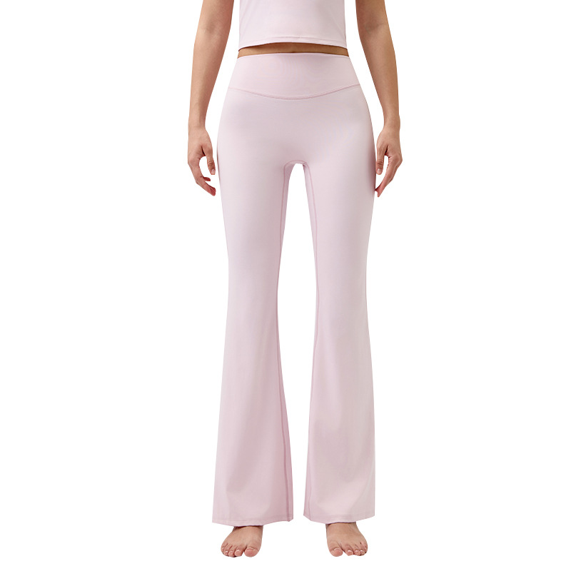 Ropa de yoga transfronteriza, cintura alta desnuda, abdomen, levantamiento de glúteos, ropa deportiva, pantalones anchos, pantalones de yoga con microtrompeta, mujeres