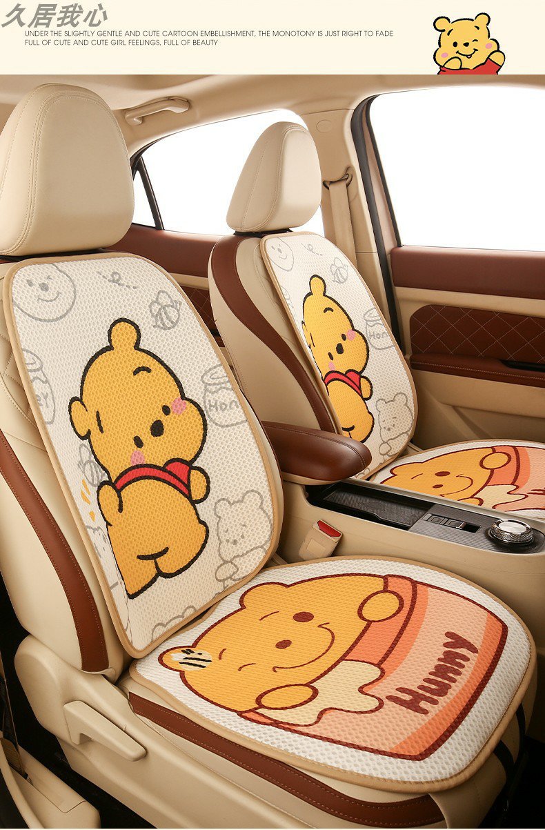 Car seat cushion four seasons universal cute Winnie the Poole girl seat cushion single-piece three-piece seat cover rear butt cushion
