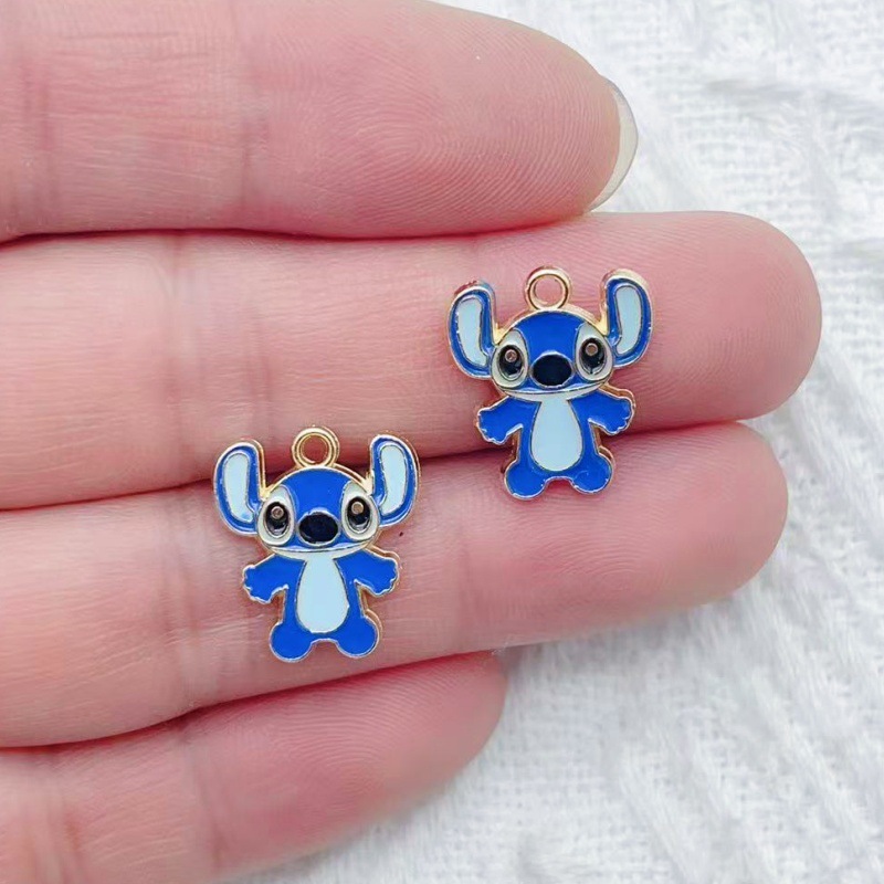 漫画かわいいステッチ DIY オイルドリップジュエリーアクセサリー合金ペンダントキーホルダーイヤリングネックレスペンダント|undefined