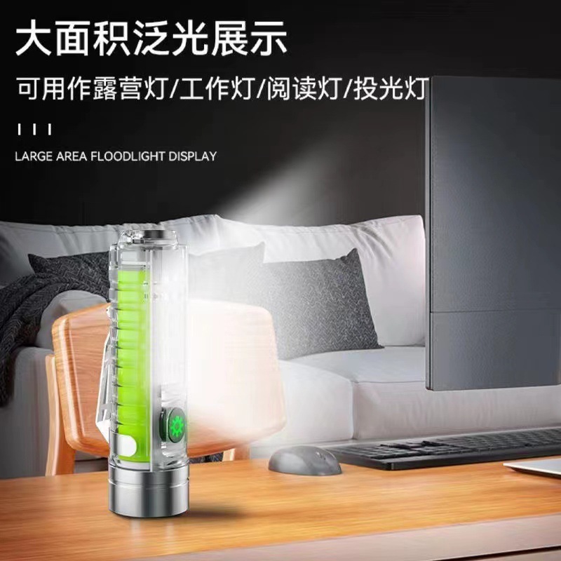 Multifuncional linterna láser blanco Super brillante mini tipo C recargable fuerte magnético lámpara de mantenimiento clip de la pluma zoom proyector remoto