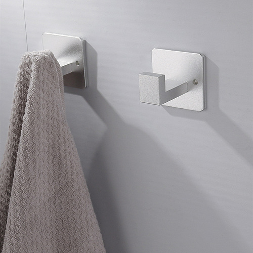 Cross-border self-adhesive metal bathroom and kitchen punch-free hooks and adhesive hooks space aluminum single wall door behind-the-door coat hooks