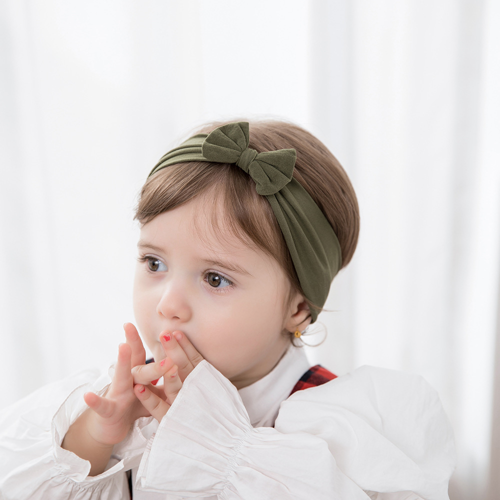 European and American cross-border new children's hair accessories baby bow headband baby care door nylon hair band wholesale_voghion.com