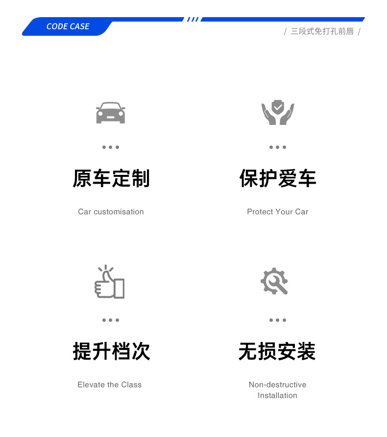 Suitable for the updated Model Y three-section no-drill front lip Tesla sports front spoiler small body kit modification accessories