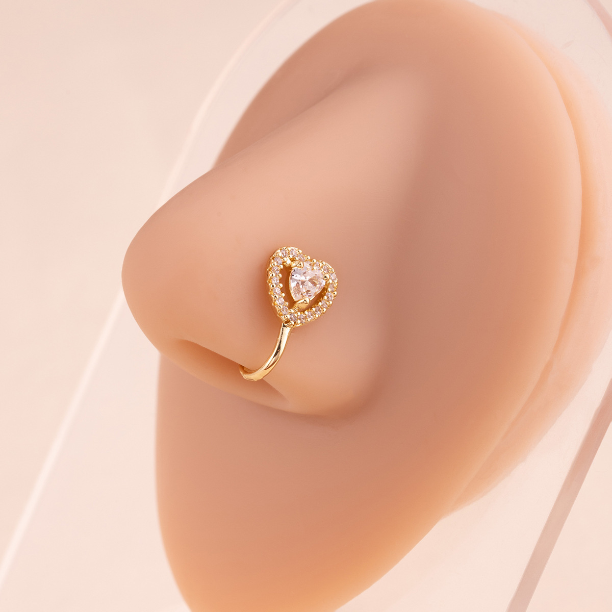 Puce à ongles rétro haut de gamme en forme de U, sertie de diamants, motif cœur, fleur et géométrique, disponible en or varié, sans piercing._voghion.com