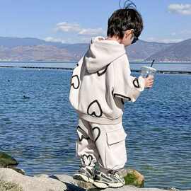 男童套装秋装2025新款儿童春秋款休闲男孩韩版洋气炸街潮服两件套