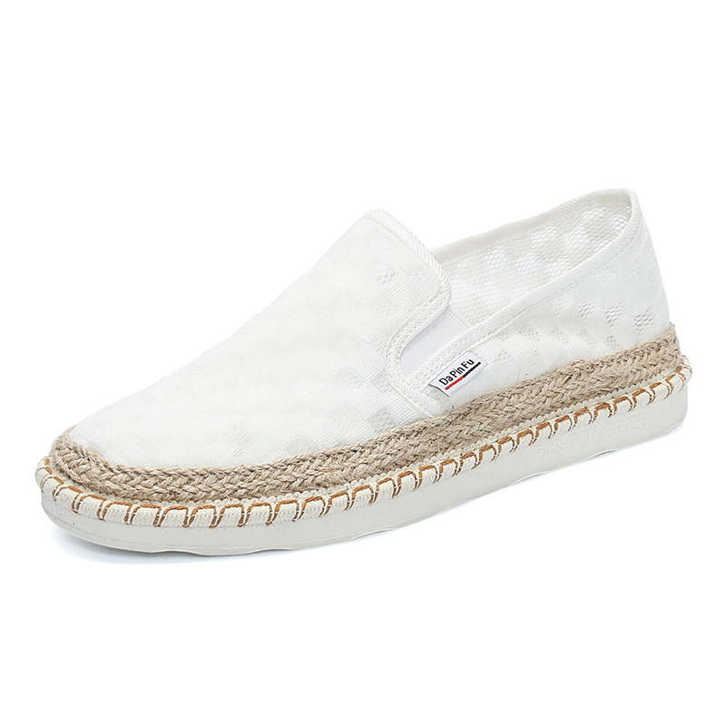 Zapatos de verano para hombre, estilo transfronterizo, 2025, nuevos, sin cordones, de malla transpirable, tipo pescador, estilo antiguo de Pekín, de lona