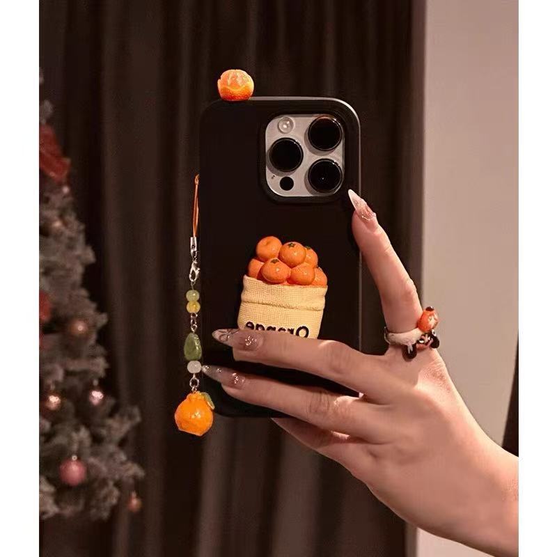 Personalidad creativa tridimensional naranja para iPhone15/16promax funda para teléfono móvil 13 Apple 14pro girl 16