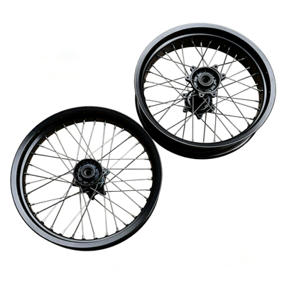 Motorcycle wheel hub hub assembly with aluminum alloy rims - front-and-rear-wheel-hubs-are-black