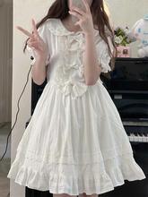 日系可爱甜美白色连衣裙女夏收腰显瘦小个子初恋少女小白裙设计zb