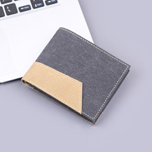 帆布短款钱包男款卡包一体男士卡套男式皮夹牛仔布钱夹跨境wallet