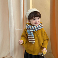 大小卷儿童毛衣开衫洋气秋冬新款加厚上衣女童连帽拉链衫外套