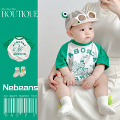 3-6-9-12 Trendy Triangular Diaper Brief for Boys and Girls, Summer Surfing Alphabet Baby Bodysuit, Infants and Toddlers Climbing Suit