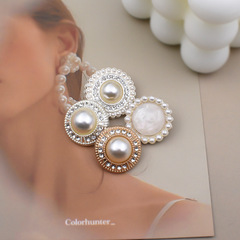 金屬水鑽扣針織衫開衫粗布衣馬甲紐扣呢大衣珍珠小香風扣子