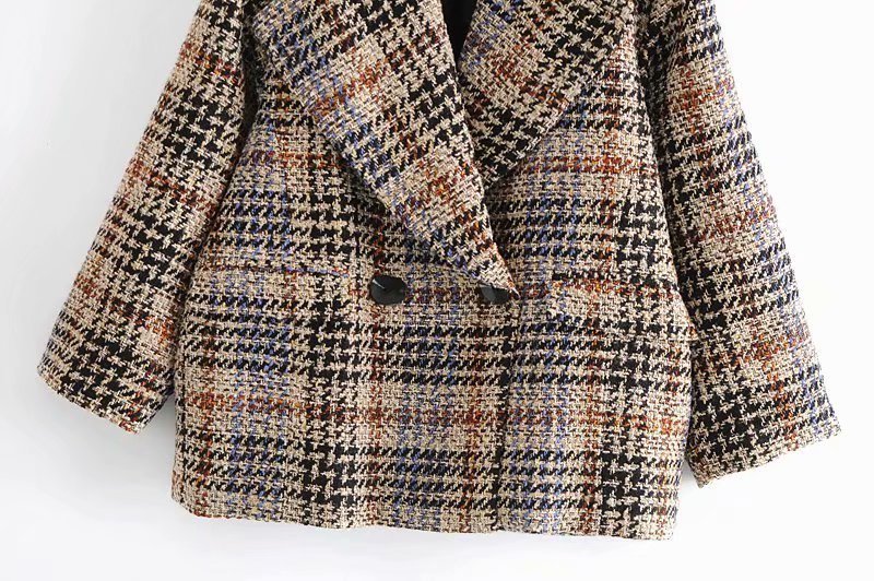 autumn and winter retro plaid stitching jacket coat nihaostyles wholesale clothing NSAM82197