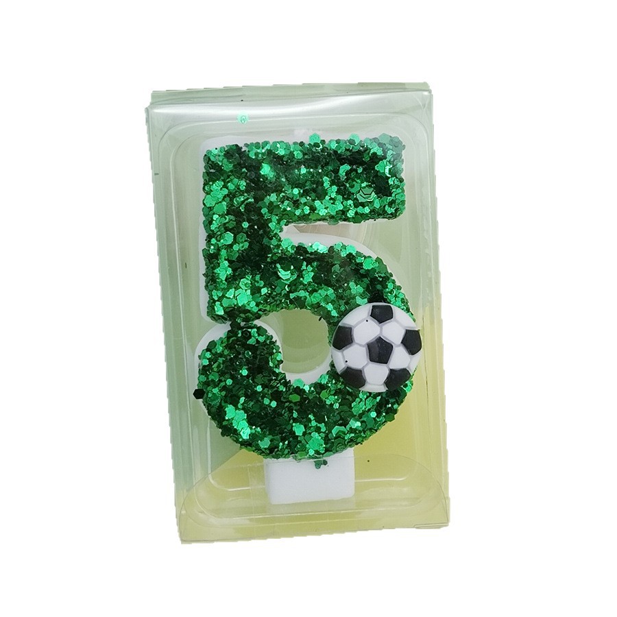 Comercio electrónico transfronterizo fútbol vela digital vela de cumpleaños decoración de pastel suministros de fiesta lápiz verde vela al por mayor