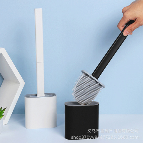 Detachable toilet brush without dead corners household punch-free toilet brush wall-mounted bathroom long-handled silicone brush
