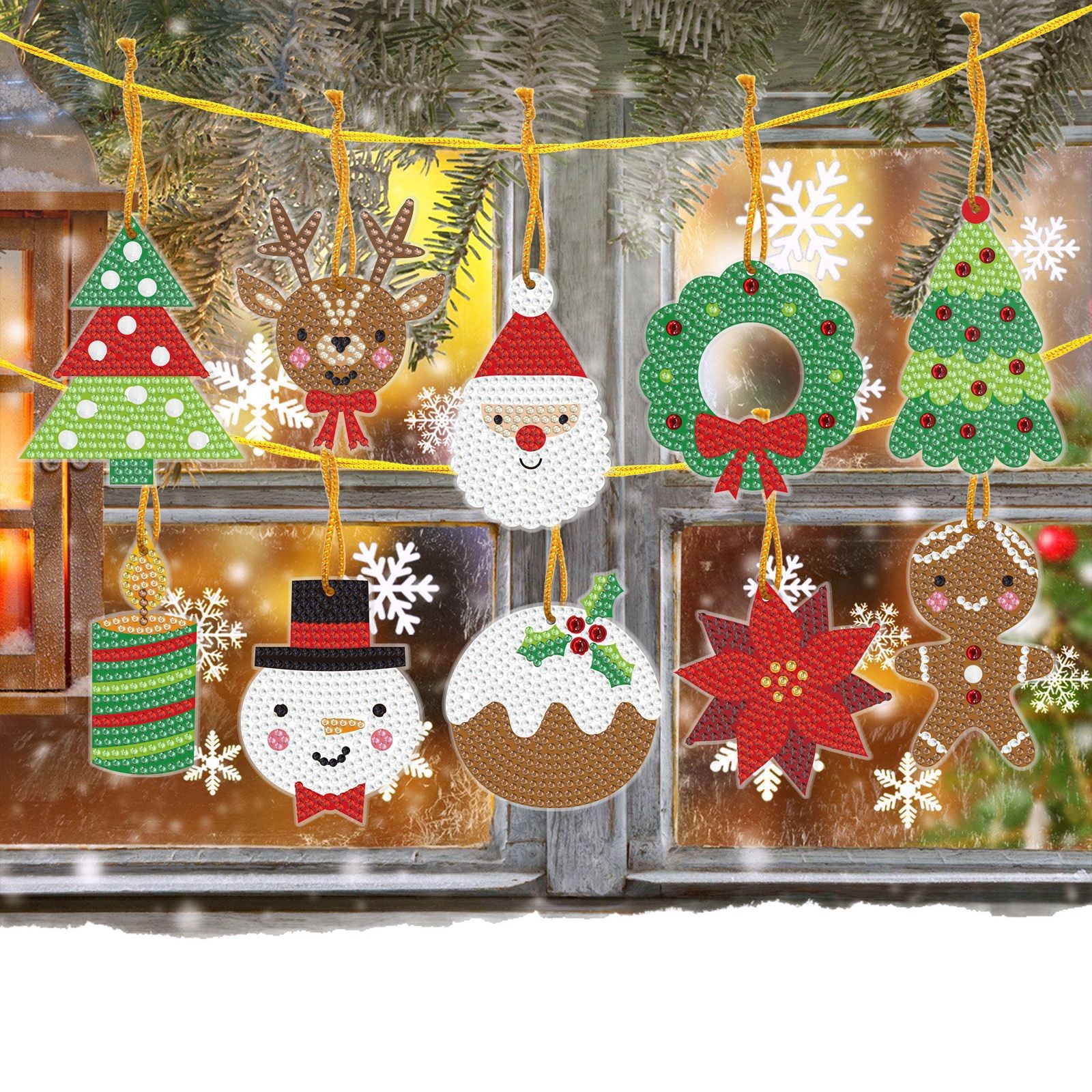 Pintura de diamantes alrededor de Halloween PET material acrílico perforación bordado colgante de Navidad hecha a mano colgante de decoración de sala de estar