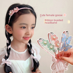 Children's hair accessories magic baby ribbon hair band for little girls with tassels forest style headband hair clip for girls