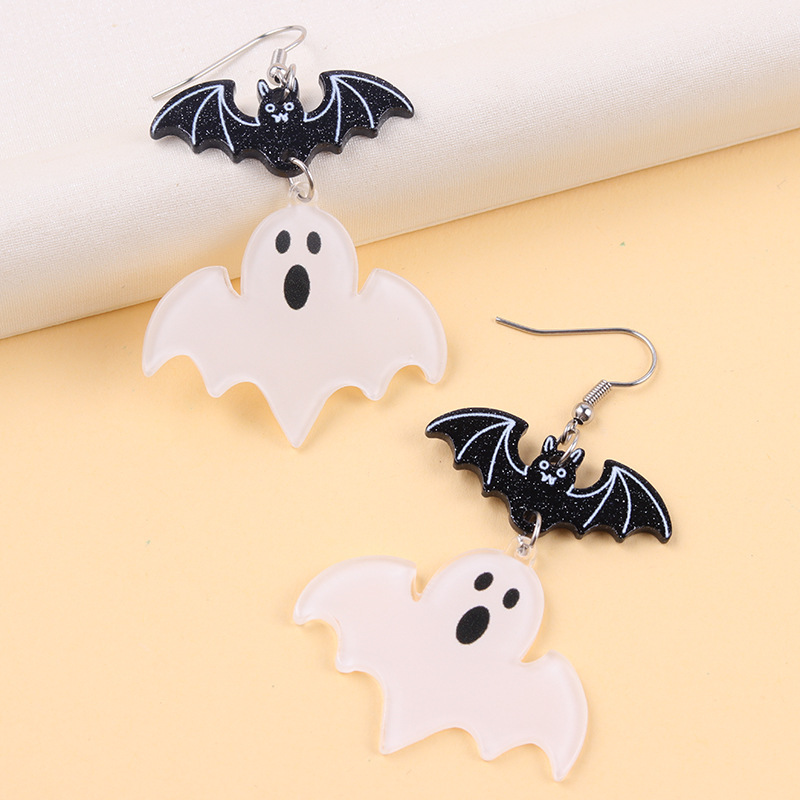 クロスボーダーハロウィン要素クリエイティブイヤリングコントラストカラーゴーストアクリルイヤリングファッショナブルでクールなイヤリングイヤリング女性用|undefined