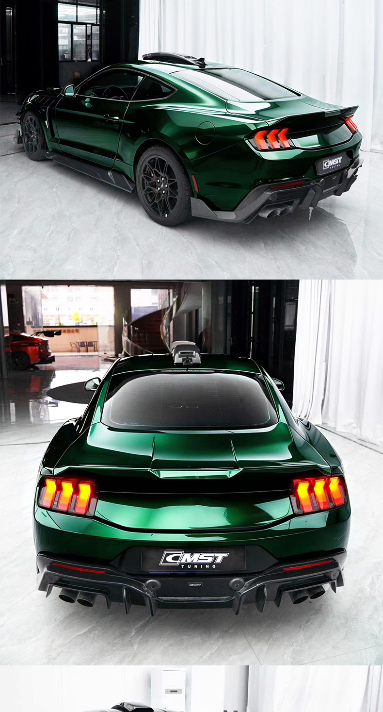 Suitable for Ford Mustang modifications: CMST carbon fiber front splitter, rear lip, side skirts, wind deflectors, hood, and fender flares
