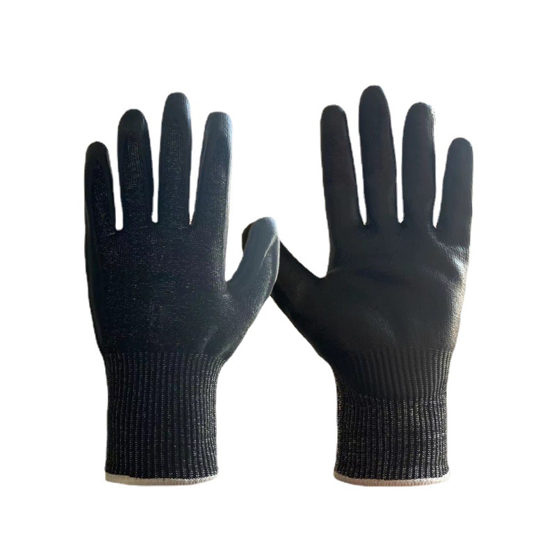 Guantes anticorte de cinco niveles anti-desgaste caucho nitrilo sitio de construcción trabajo protección laboral anti-arañazos productos genuinos Hombres transpirable antideslizante durable