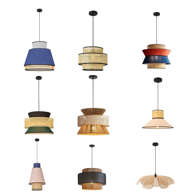 Japanese Wabi-Sabi Style Zen Tea Room Woven Petal Lamp B&B Living Room Bedroom Dining Room Creative Decorative Rattan Chandelier