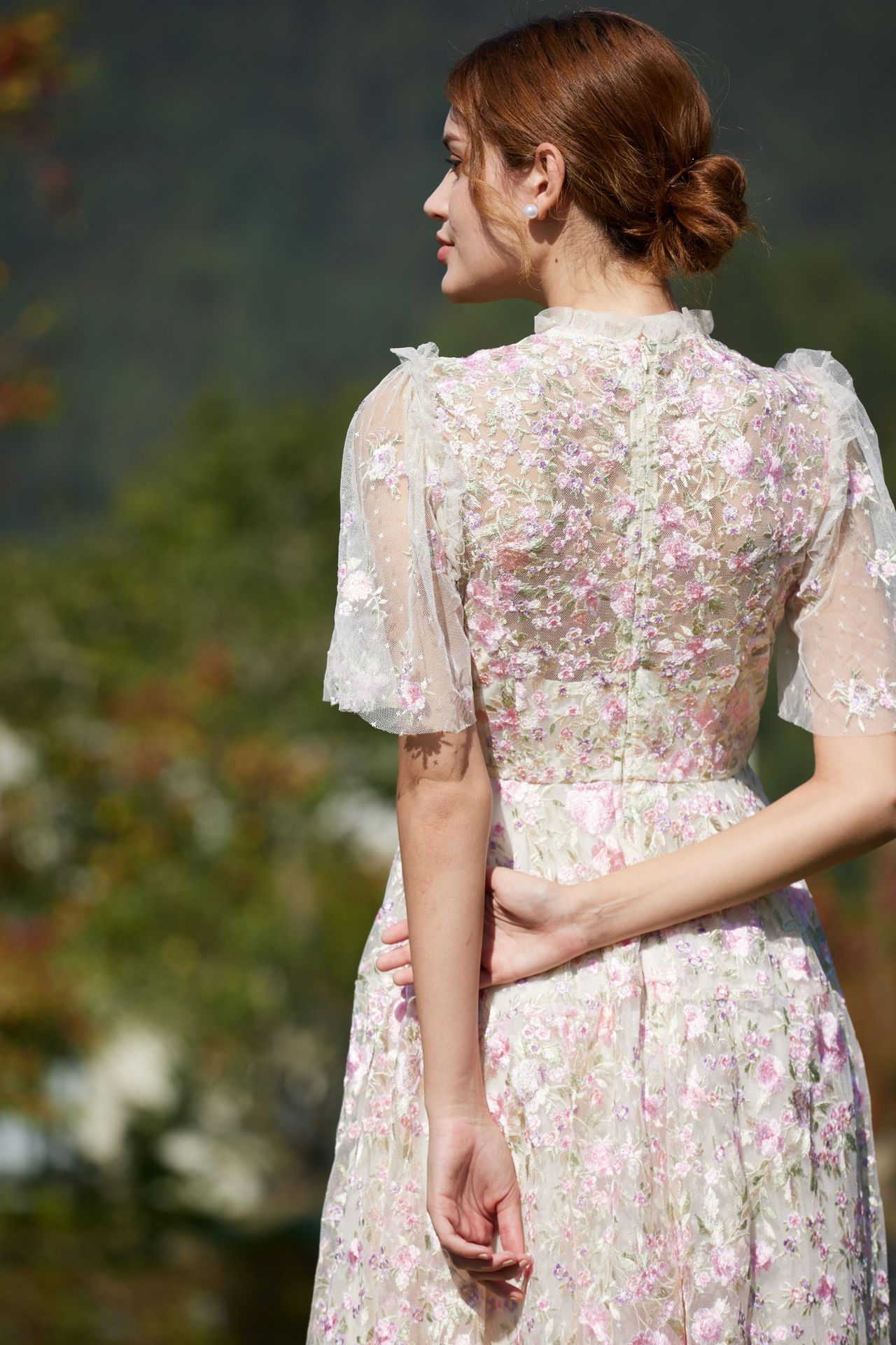 New Chinese-style Cheongsam Sweet And Elegant, Slimming, Floral Mesh Bridesmaid Dress, Party Dress_ecoleips.com