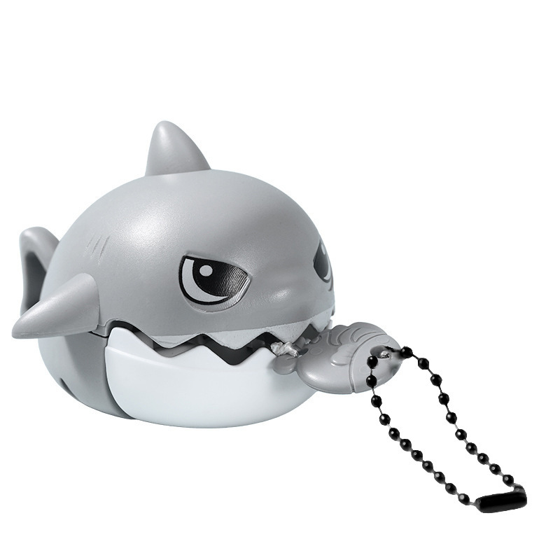 Tirar de los dientes, morderse los dientes, colgante de tiburón pequeño, tirar de la cuerda, artefacto de descompresión, pez grande, comer peces pequeños, llavero creativo, juguete para niños