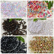 4*7mm混色亚克力塑料扁形字母散珠DIY手工串珠手链项链饰品配件