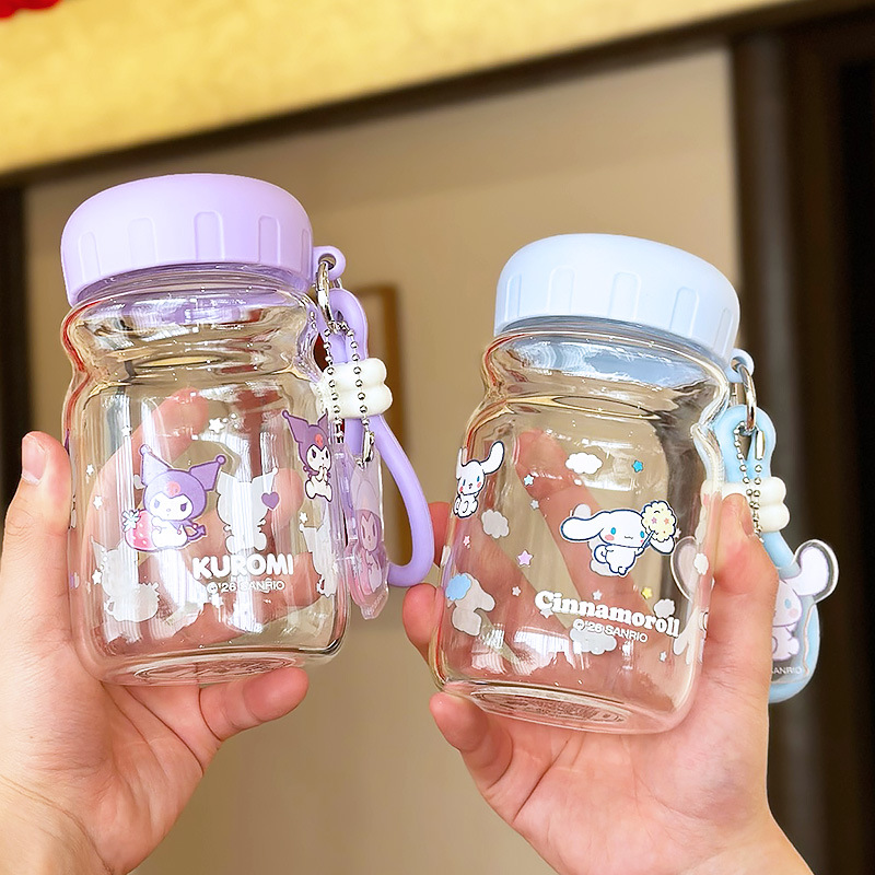 Sanliogou vidrio encantador Kulomi niñas tazas de verano de agua especial para la escuela pequeña taza portátil mini bolsillo