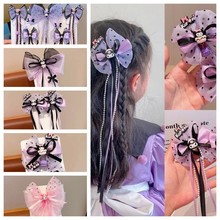 儿童黑紫色库洛米小女孩可爱发饰女童发卡公主蝴蝶结发夹宝宝头饰