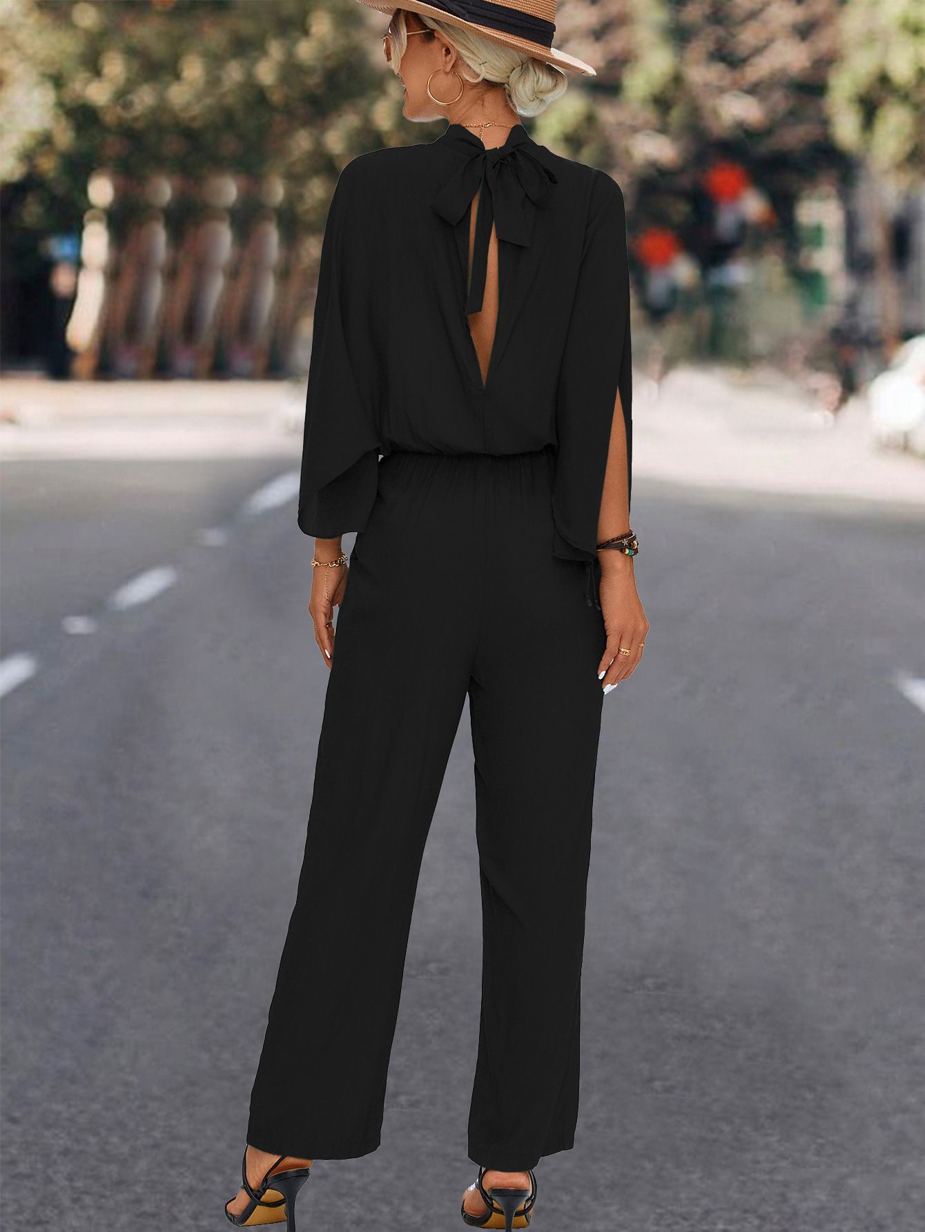 Spring Summer Women Clothing Stand Collar Jumpsuit