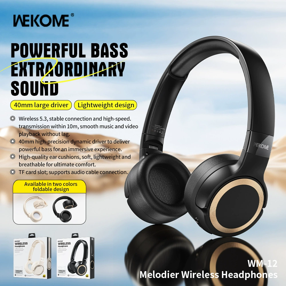 Накладные Bluetooth‑наушники (WEKOME WM-12), Bluetooth 5.4, складные, приятные к коже, высокого качества