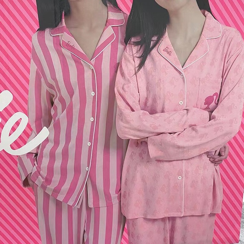 外国貿易のパジャマの女性の春秋の軽い豪華なストライプは高級感の家庭服の甘い薄い長袖の夏のスーツを着ることができます。|undefined