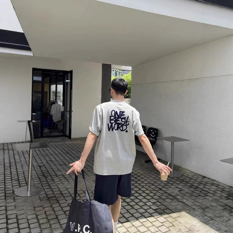 2025 Summer Simple Letter Embroidered Short-Sleeved T-Shirt Men's New American Casual Loose Bottoming Shirt Top Trendy